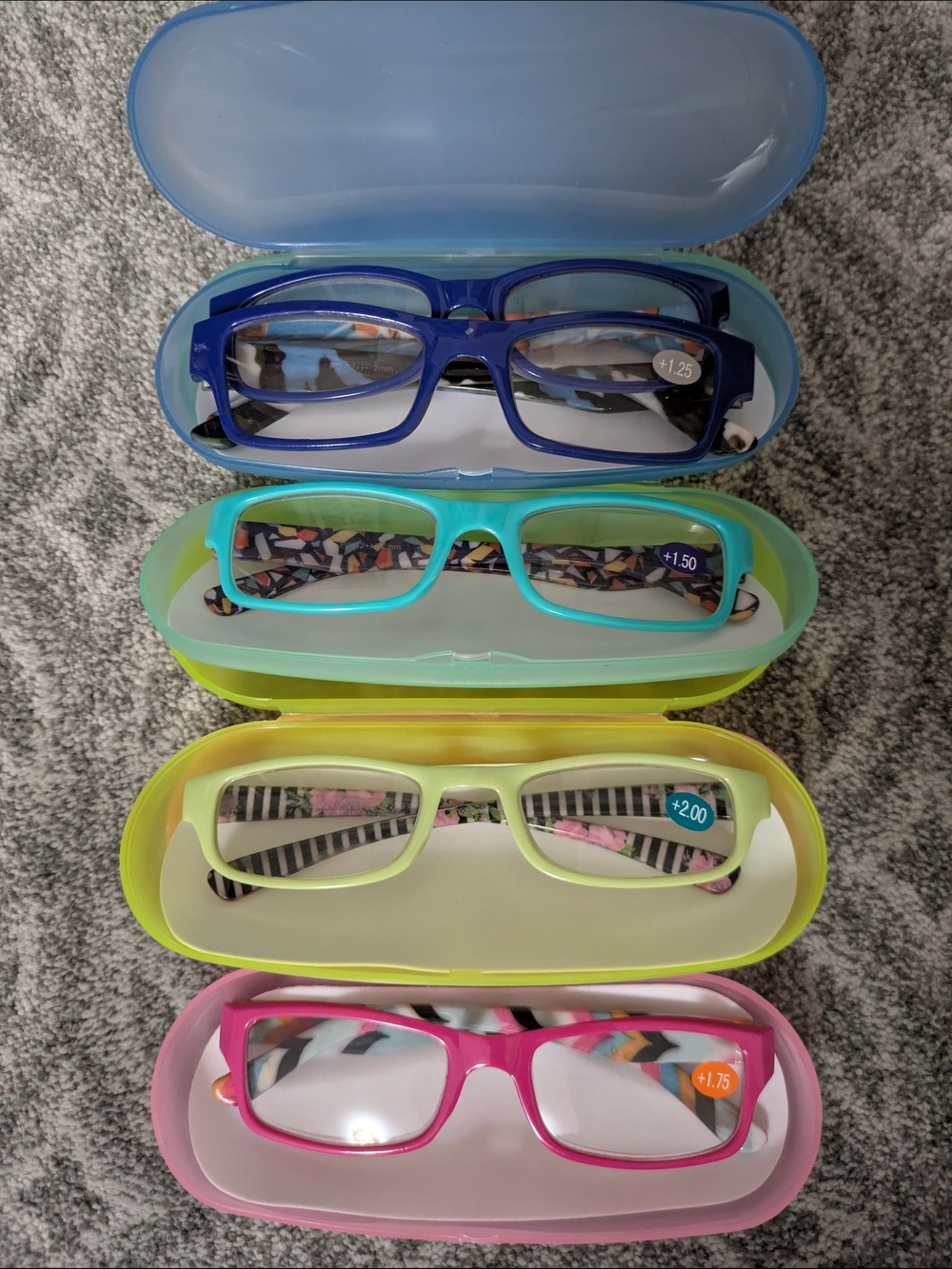 Set of 5 Readers in Blue, Teal, Lime, and Pink